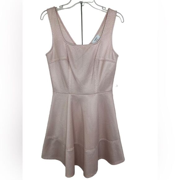 Mystic Dresses & Skirts - Mystic Pale Pink Waffle Weave Sleeveless Barbiecore Fit & Flare Dress Medium